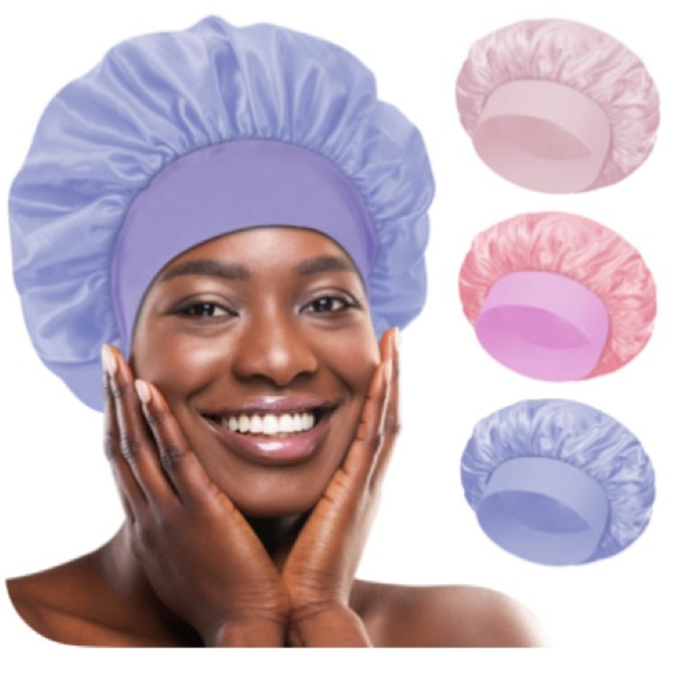 Satin Hair Bonnet - Purple, Pink, Blue